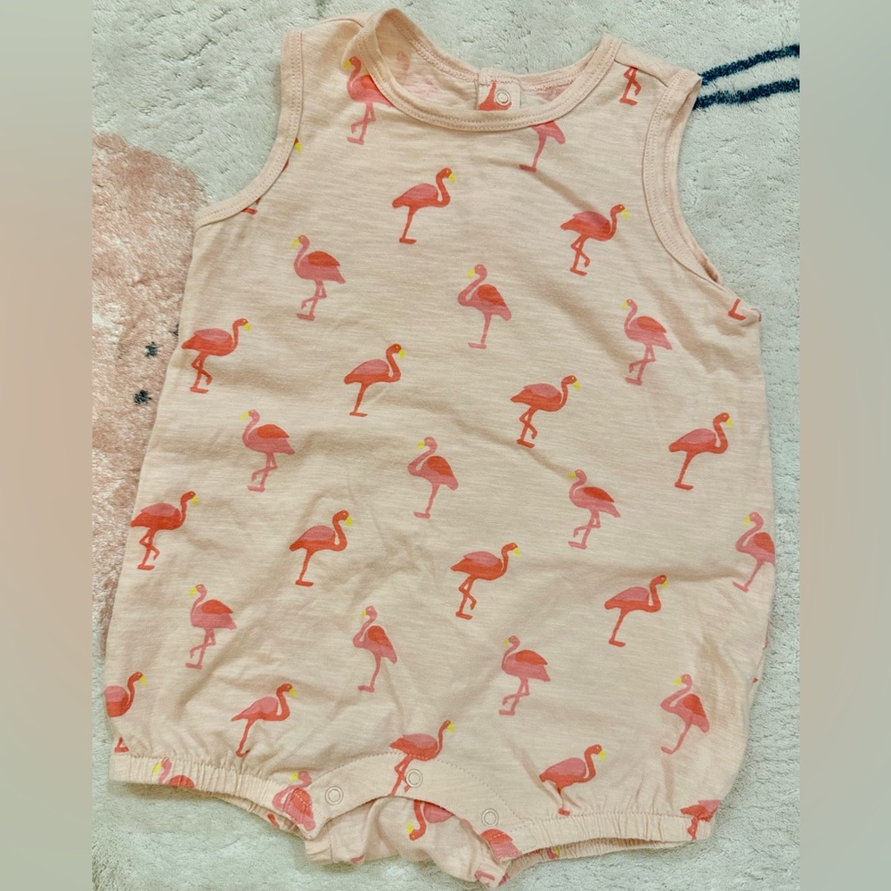 Primary Clothing Pink Flamingo Print Baby Romper